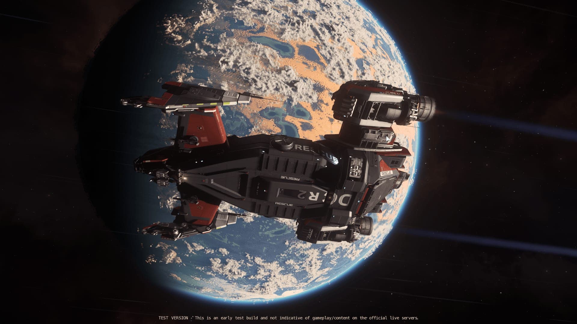A spacecraft in orbit above a cloud-wrapped planet